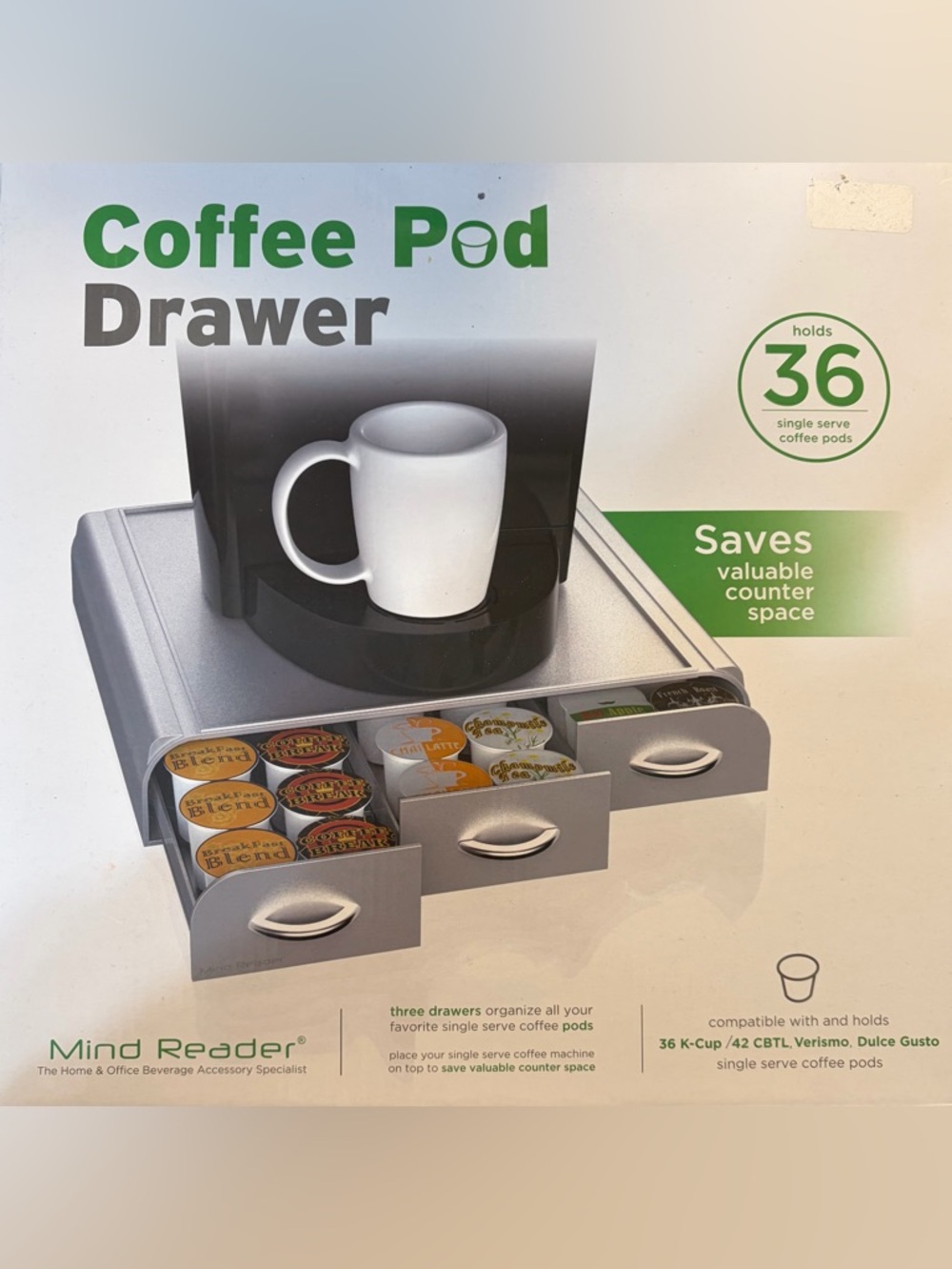 Coffee Pod Drawer Organizer in Silver